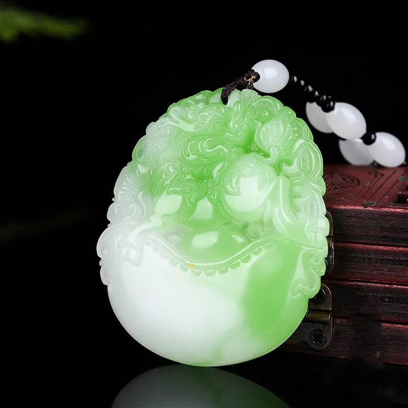 

White Green Jade Dragon Kirin Pendant Necklace Hand-Carved Natural Charm Jewelry Amulet Fashion Accessories for Men Women Gifts