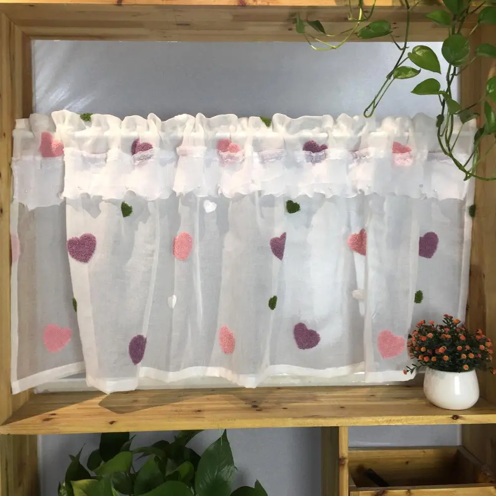 Шторы розовые с надписью Love кружевные жемчужины прозрачные шторы для маленьких