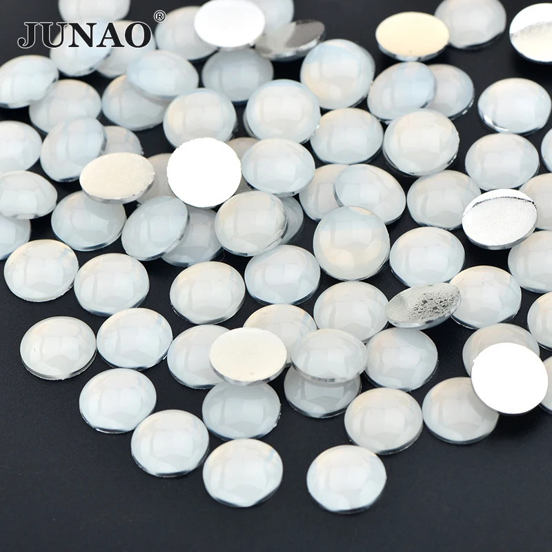 

JUNAO 4mm 12mm Neon White Round Flatback Rhinestone Cabochons Nail Crystal Stone Stickers Glitter Strass Diamond for Decorations