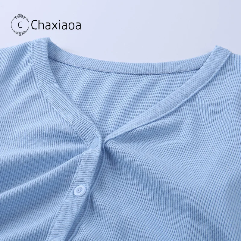 CHAXIAOA Укороченный кардиган с длинным рукавом и брюки комплект из двух предметов