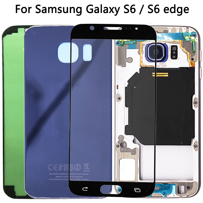 S6 G920 полный корпус для Samsung Galaxy Edge G925 крышка аккумулятора средняя рамка сенсорное