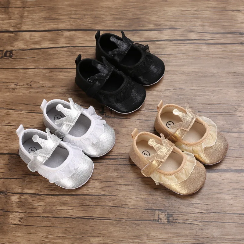 

Princess Party Lace Crown Soft Sole Crib Shoes Newborn Baby Girl Shoes Anti-slip Sneaker Prewalker Toddler Kid 0-18M