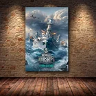 Красивый аниме постер World of Warship, настенное искусство, Картина на холсте для гостиной, домашний декор, игровые плакаты и принты