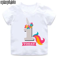girls birthday unicorn number 1 9 bow cute print t shirt baby tops tees summer white t shirt kids funny birthday present clothes
