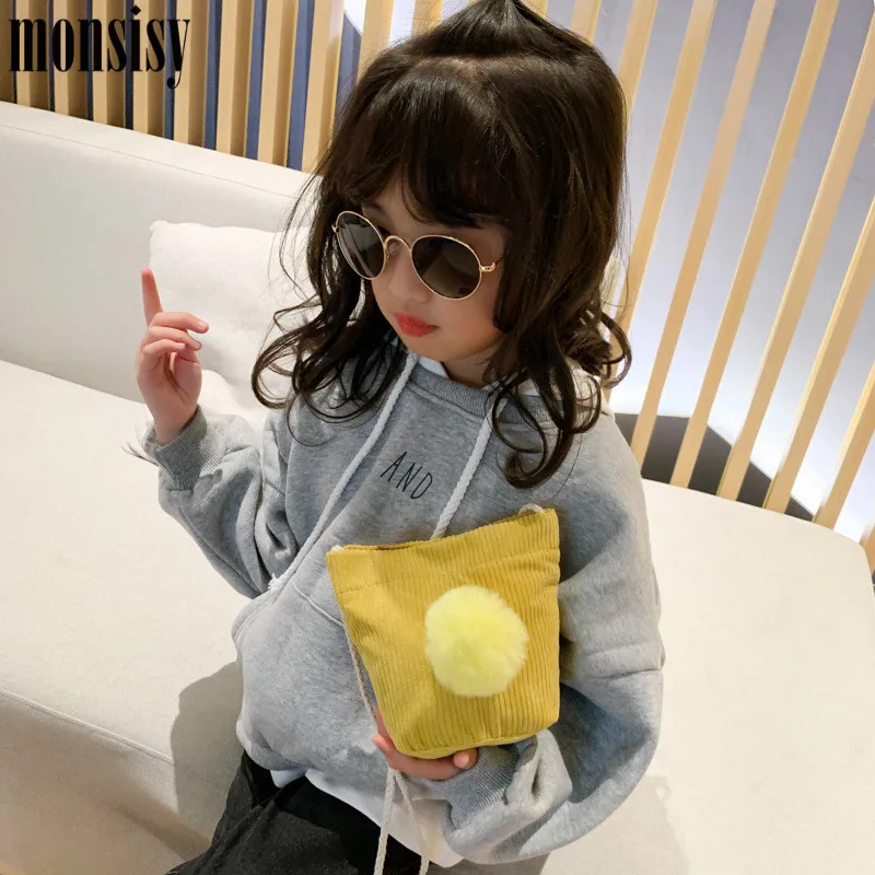 Monsisy зимняя детская сумочка для монет Детский кошелек сумка девочек Вельветовая