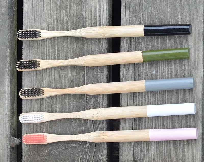 Набор из 5 натуральных бамбуковых зубных щеток Экологически чистая щетина зубная