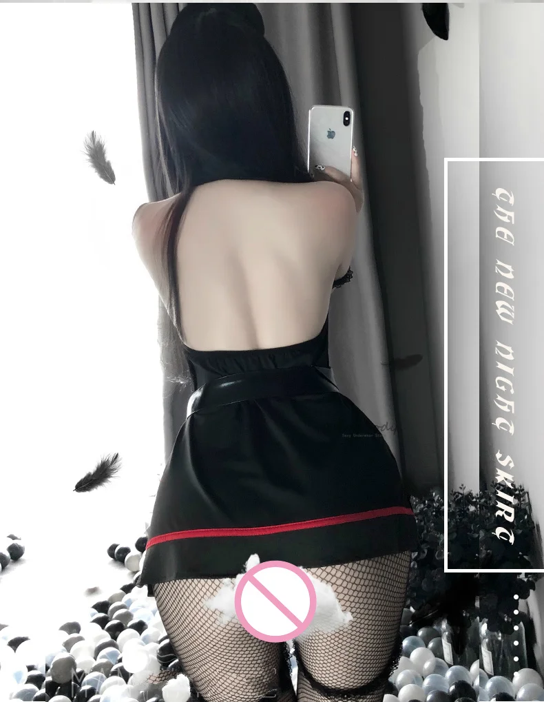 

White Black Sexy Erotic Nurse Uniform Female Temptation Playful Hanging Neck Cosplay Anime Kawaii Lingerie Set Exotic Apparel