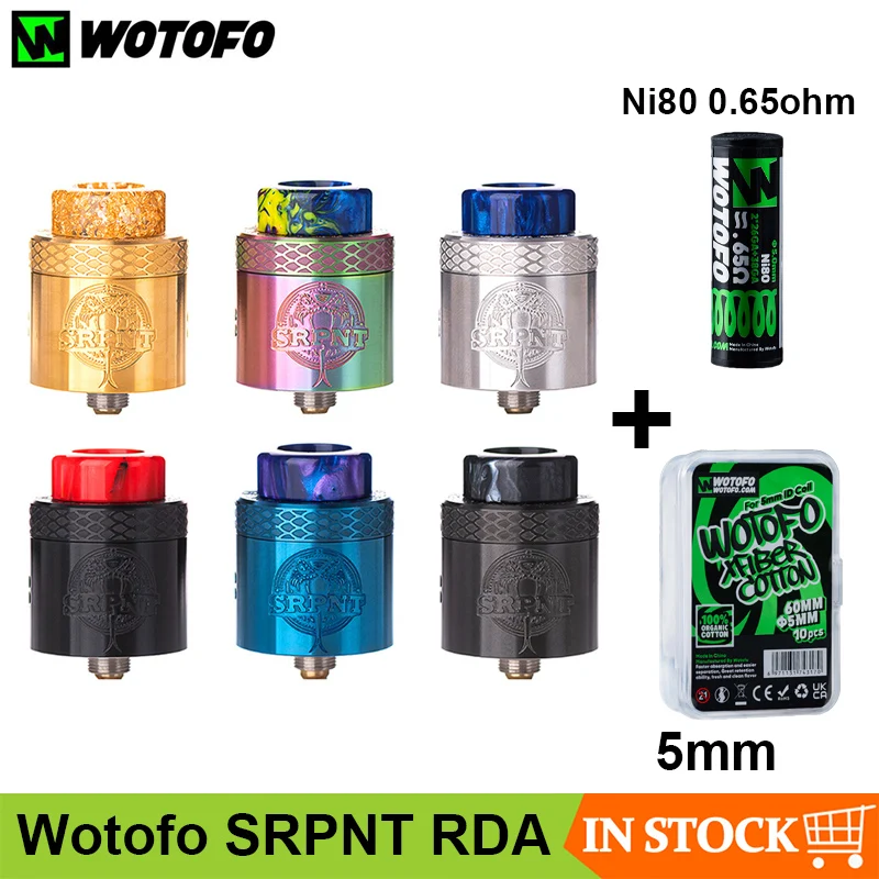 Новейший Оригинальный RDA бак Wotofo SRPNT 24 мм с 5 хлопком Ni80 0 65 Ом катушка вейп