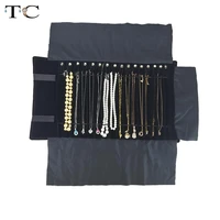 portable necklace display pouch necklace holder jewelry roll bag black velvet pendant organizer jewelry storage bag