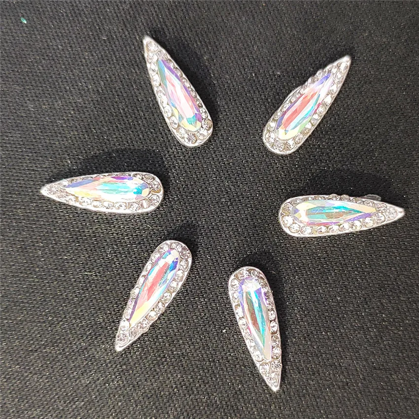 

2Pcs Charms Nail Art Jewelry Rhinestone Mixed Size Metal Supplies Luxury Diamonds Ziron Manicure Strass Crystals Decorations DIY
