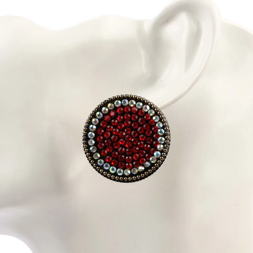 Florosy модные новые большие круглые серьги гвоздики с цветными бусинами и камнями