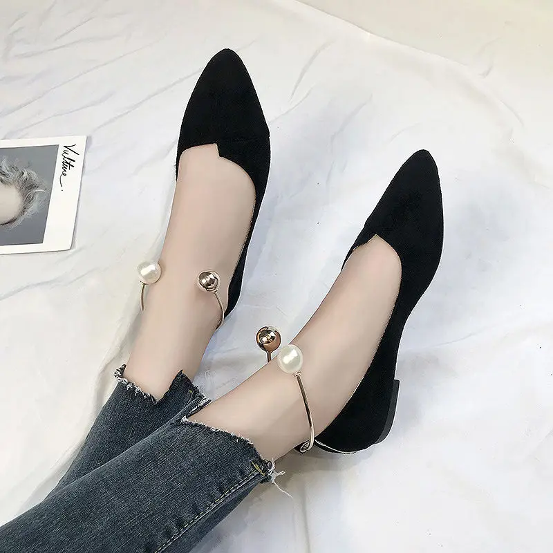 Туфли-лодочки женские на низком каблуке замша кожа заостренный носок