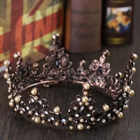 european style baroque full circle big crown vintage pearl headdress rhinestone metal crown wedding headdress bride crown jewelr