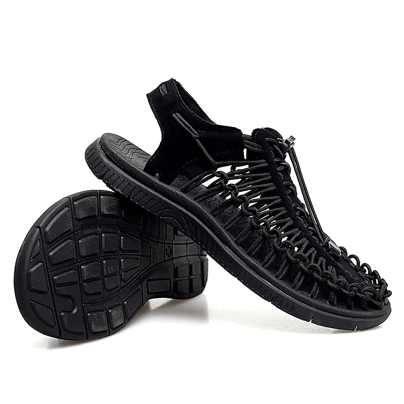 

Summer Men's Sandals Beach Shoes Handmade Weaving Design Breathable Casual Beach Shoes Lightweight Soft Bottom Outdoor Sandals