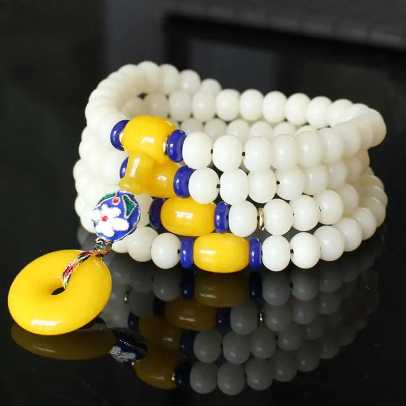 

New Design Fine White bodhi root Multi Circle Women's 108 Beads Bracelet National Wind Yoga Jewelry Buddha Beads Bracelet