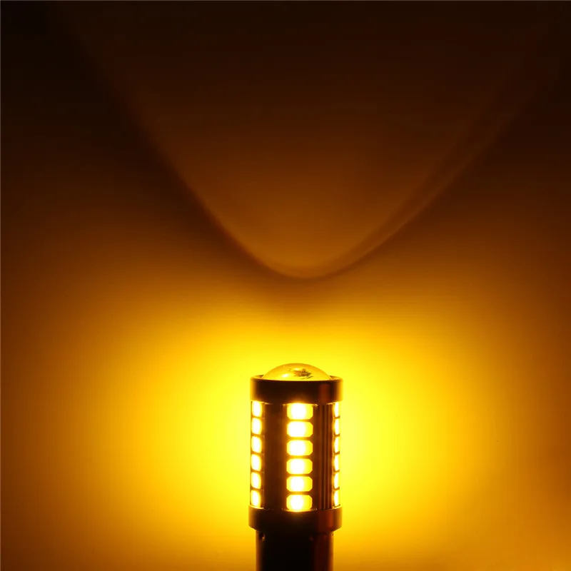 2PCS DC 12V 1156 BAU15S PY21W Yellow LED Bulbs 33 5730 SMD Side Marker Reverse Backup Light Dome Brake Tail Lamp | Лампы и освещение