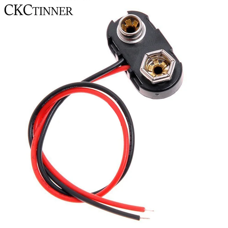 

10pcs / lot length 15CM T Type 9V battery snap connector clip lead cables line