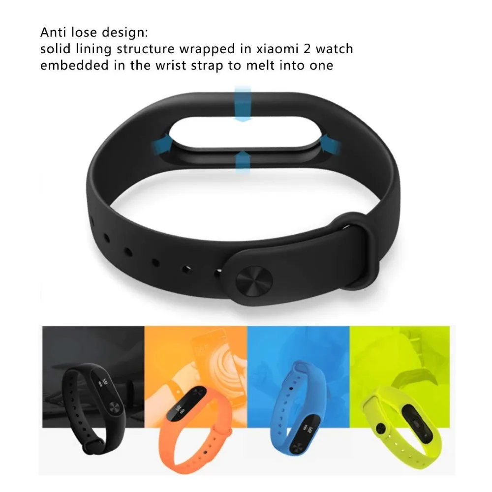 Силиконовый ремешок для Xiaomi Mi band 2 сменный спортивный браслет наручных часов