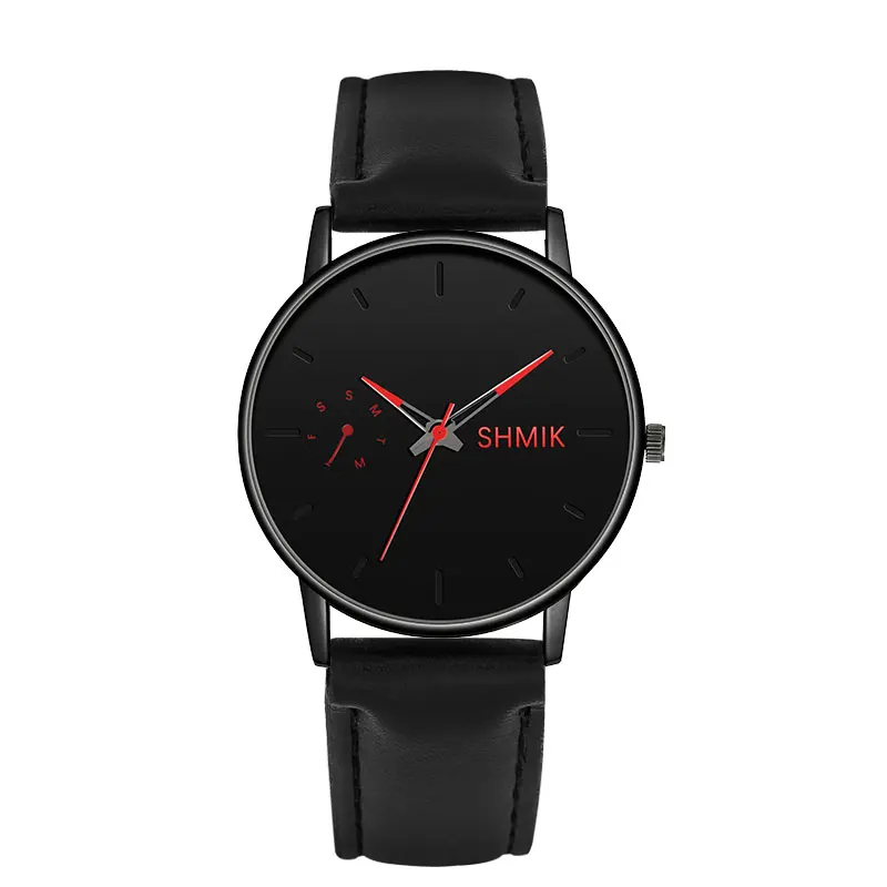 Black red Мужские часы лучший бренд Роскошные Кварцевые часы мужские модные спортивные часы кожаные повседневные мужские часы наручные часы reloj hombre - Цвет: Black red