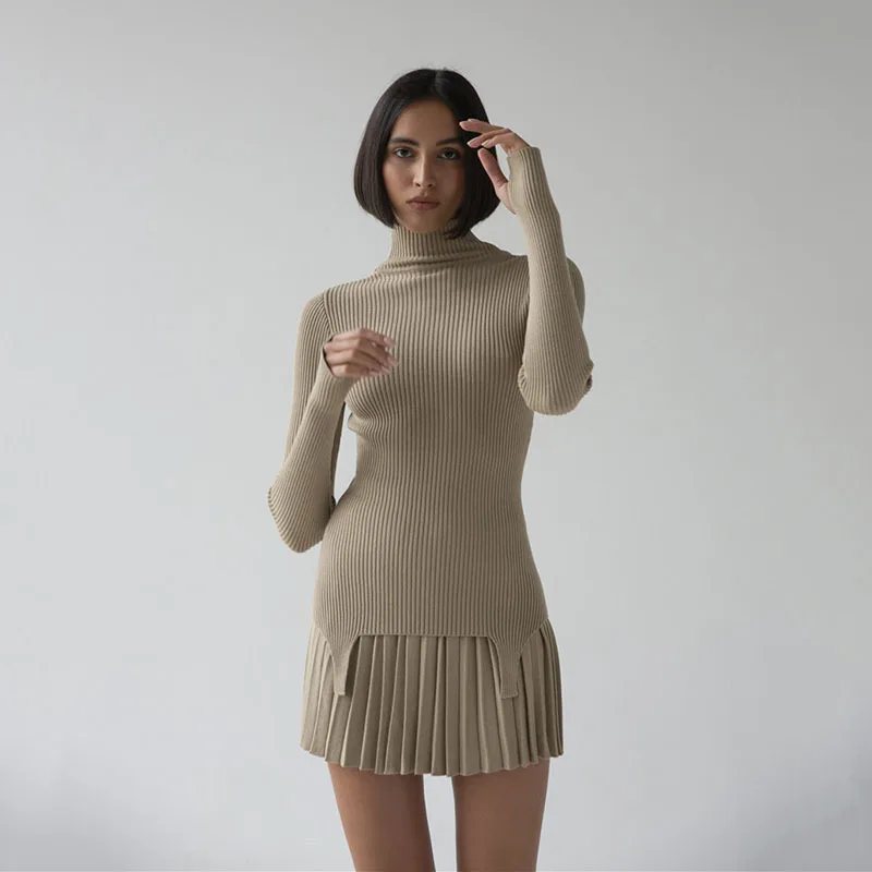 2021 нишевой дизайн шикарный вырез однотонная вязаная куртка свитер женское