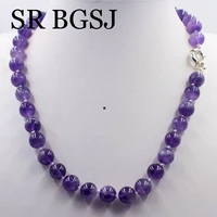 free ship 10mm dream lace amethysts purple quartz round beads knot genuine stone chocker necklace strand 17 5
