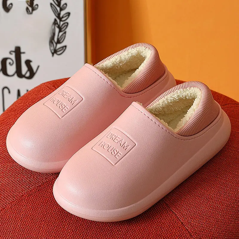 

Women Slippers 2021 Waterproof Non-Slip Warm Flats Plush House Shoe Ladies Winter Comfor Concise Slip-On Indoor Women's Footwear