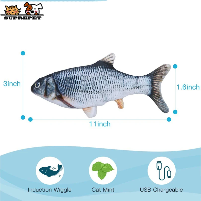 SUPREPET Dancing Fish Cat игрушка 3D Плюшевые игрушки Catch Me С Кошачьей Мятой электрическая USB