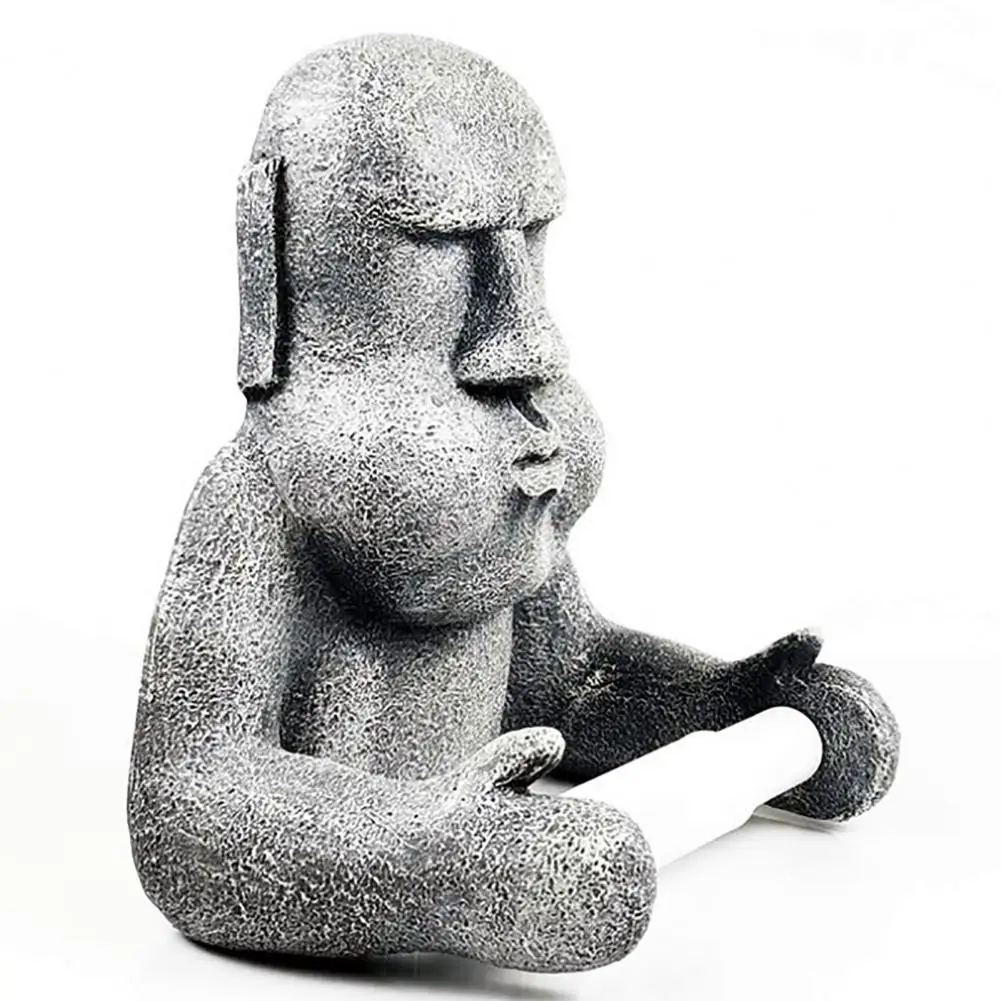 

Tissue Holder Easter Island Moai Design Wall Mounted Toilet Roll Paper Rack Durable Storage Supplies for Bathroom