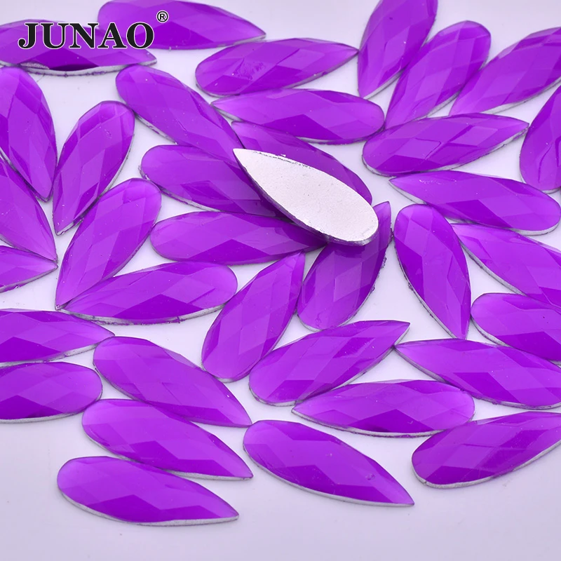 JUNAO 100 шт. 8*22 мм неоновая желтая ортопедическая аппликация с плоской задней