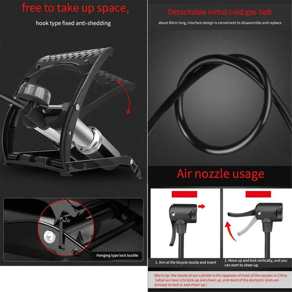 

Air Pump Precision Gauge Single Double Cylinder Foot High Pressure Inflator Bicycle Scooter Motorcycle Inflatable Air Pump