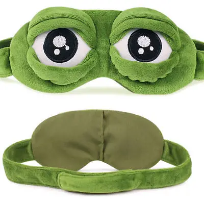 Soft Plush Sleeping Eye Mask Travel Sad Frog Padded Rest Aid 3D Blindfold Kid Adult Patch Relax Massager | Дом и сад