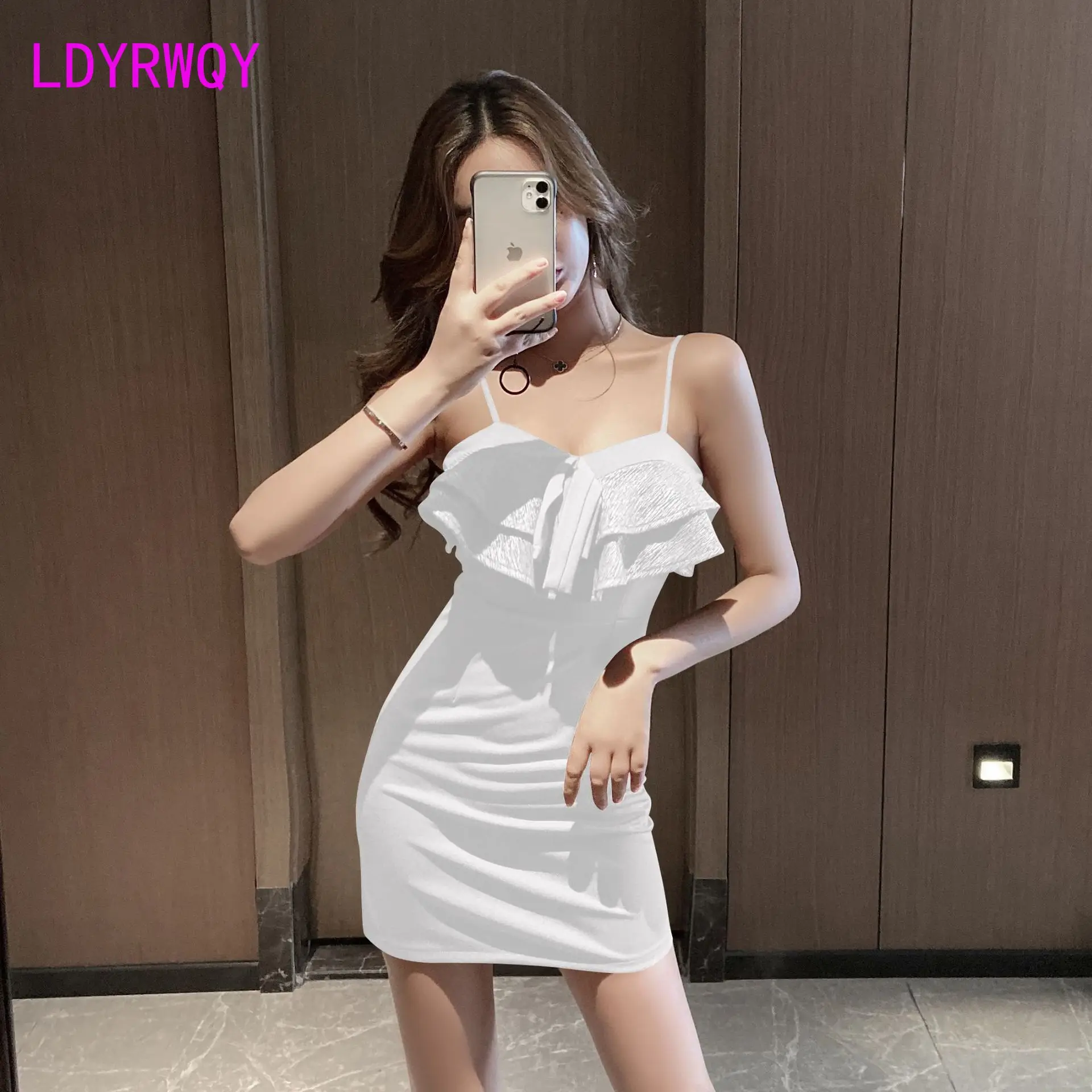 

Women's evening autumn and winter temperament low chest slim fit hip sexy dress Office Lady Polyester Sheath