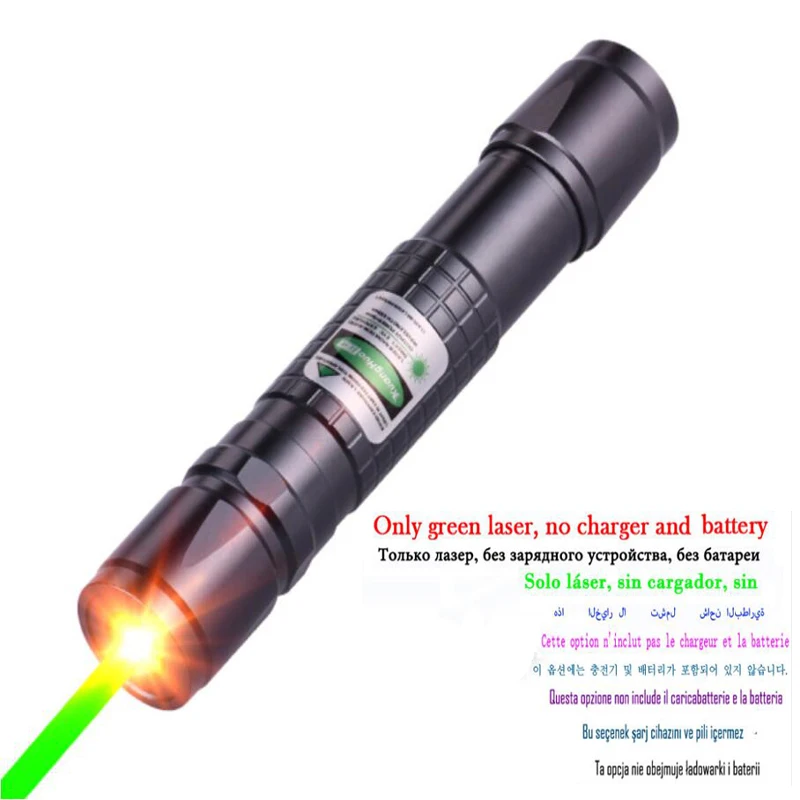 

Мощная зеленая лазерная указка 1000 м, охотничий лазерный прицел, ручка 532 нм, 5 мВт, 303 горящие лазеры с батареей и зарядным устройством, мощная ...