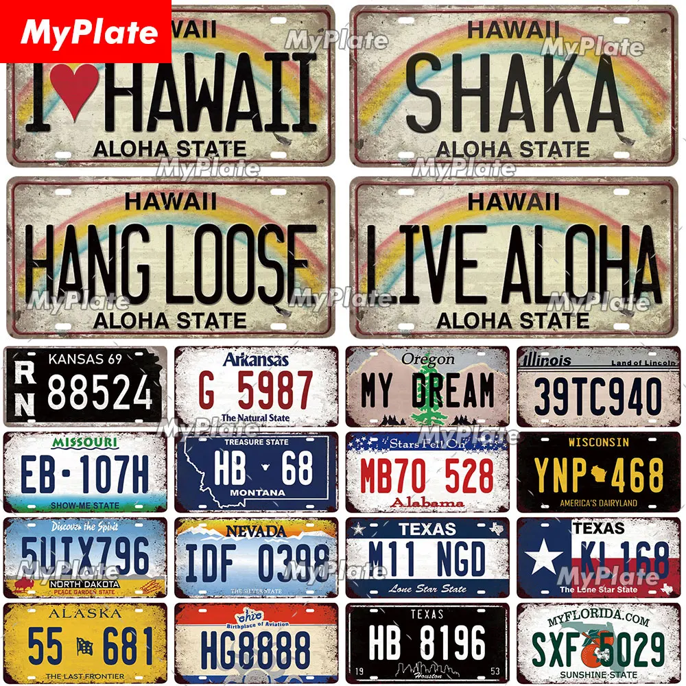 [MyPlate] старая Гавайская Лицензионная табличка металлический знак винтажный стиль