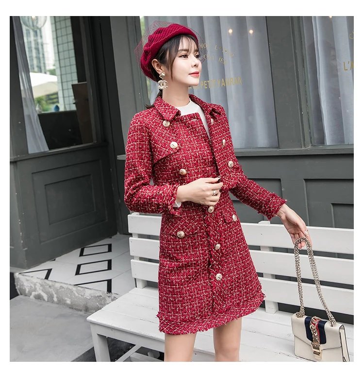 Костюм ZAWFL женский осенне зимний дизайнерский элегантный деловой твидовый