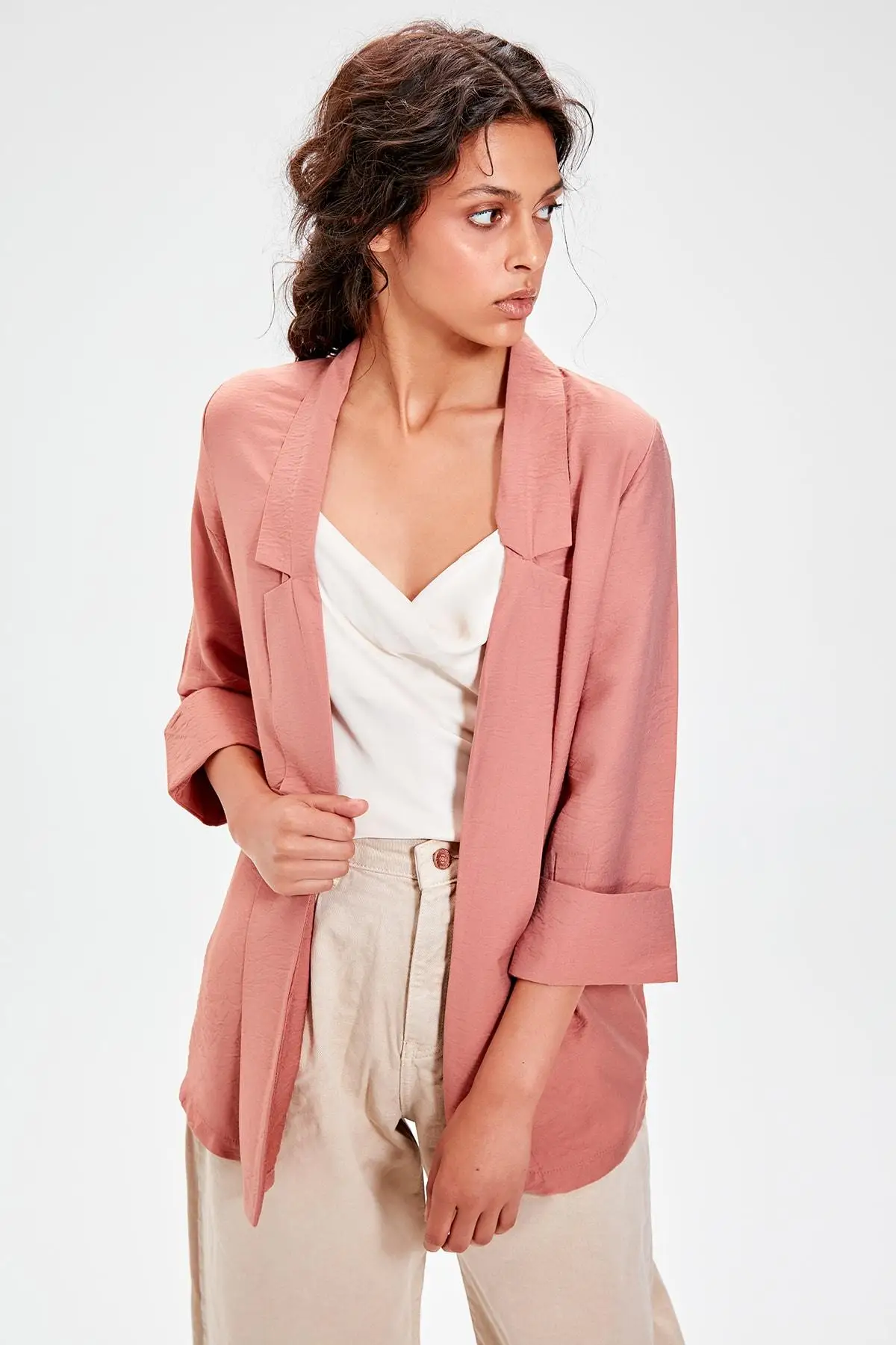 Trendyol цвет розы классический Ceket TWOAW20CE0009 | Женская одежда