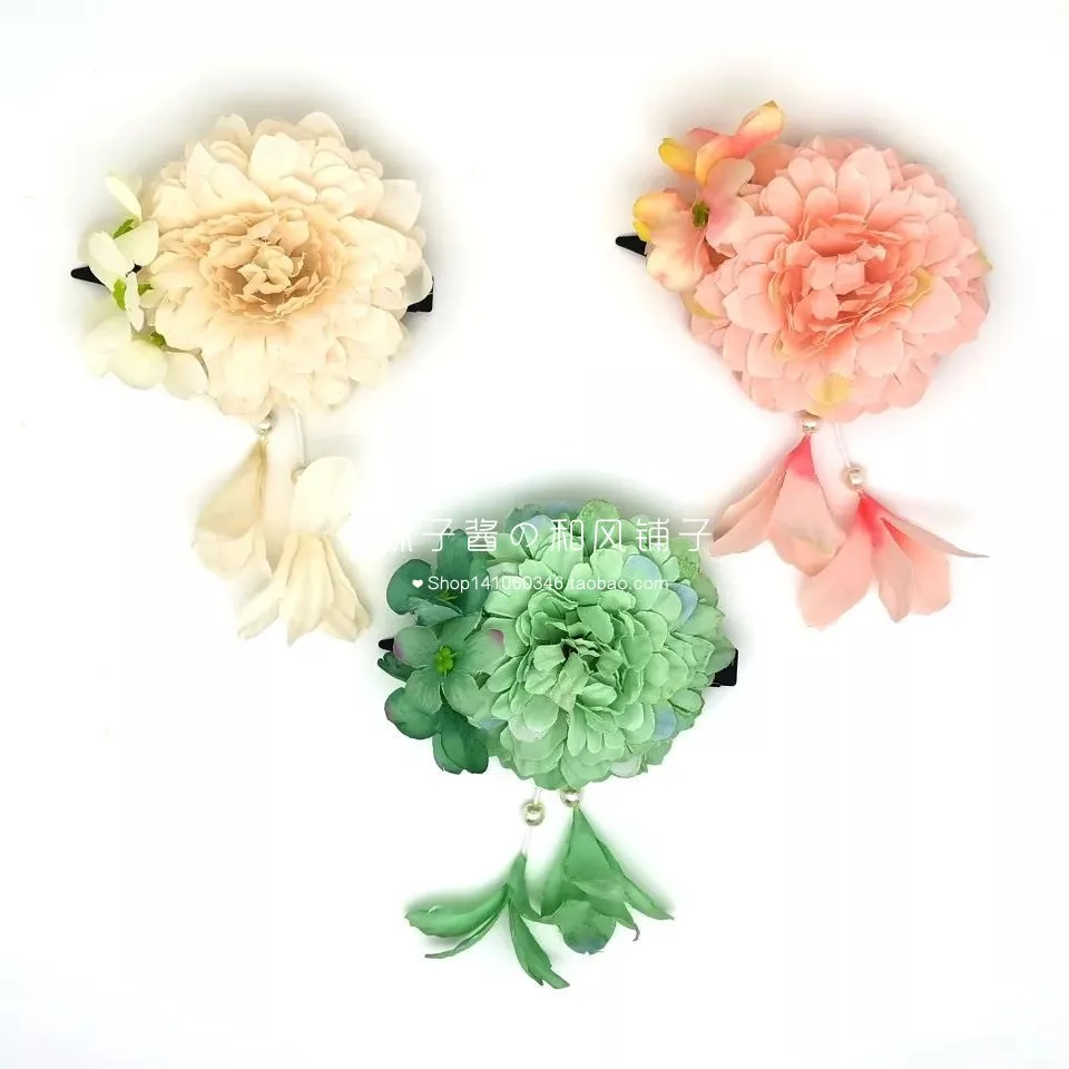 

Japanese yukata festival Hair accessories Handmade Emulation Flowers droop Pearl design Kimono Cosplay Women hairpin Side Clip