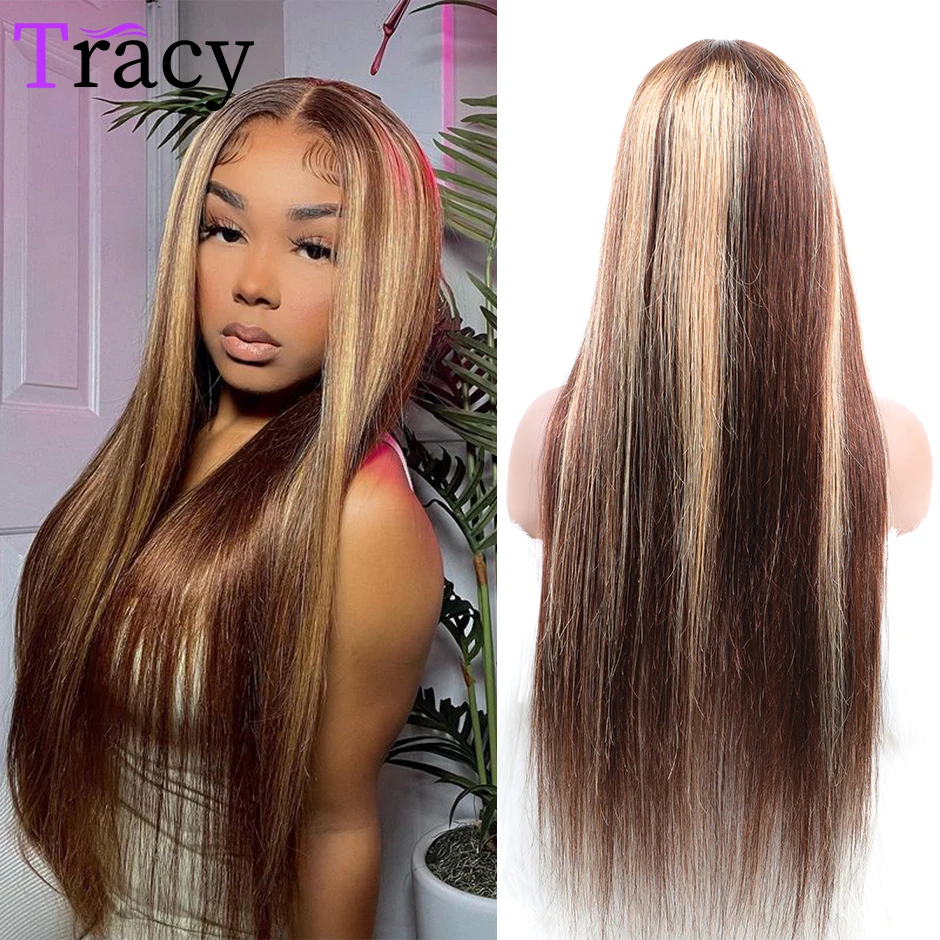 

Straight Lace Front Wig Highlight Wig Human Hair Colored Ombre Lace Front Human Hair Wigs T part HD Lace Frontal Wig