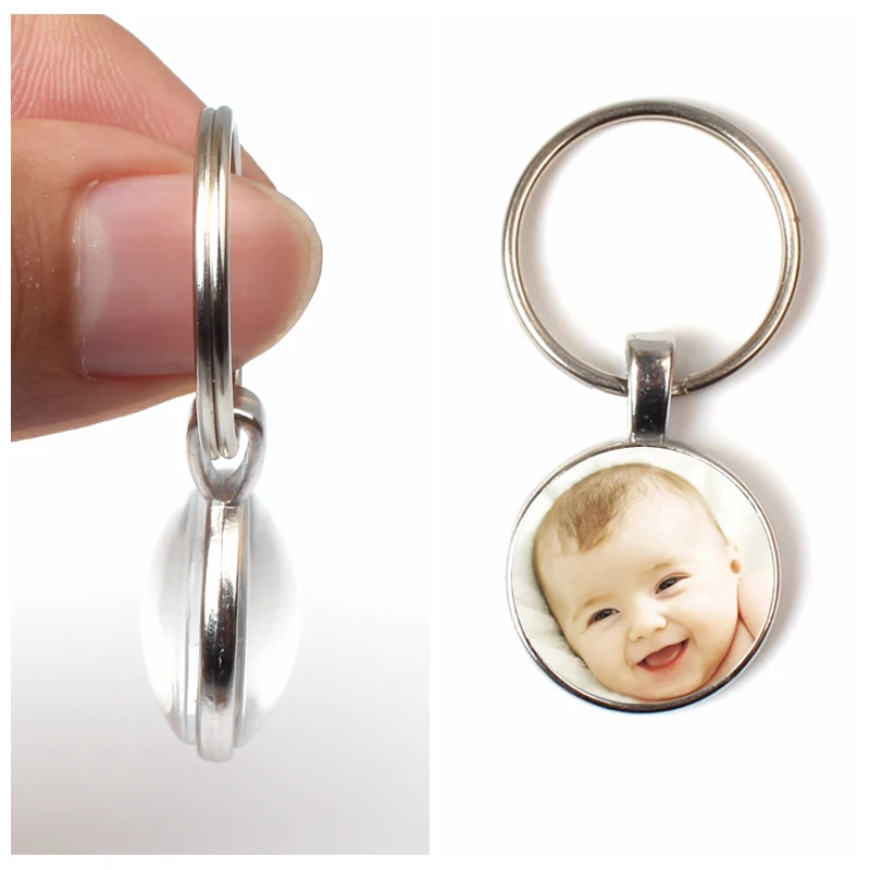 

Handmade Personality Photo Family Double sided Keychain Photo Baby Child Dad Mom Brother Sister Family Portrait Private Custom
