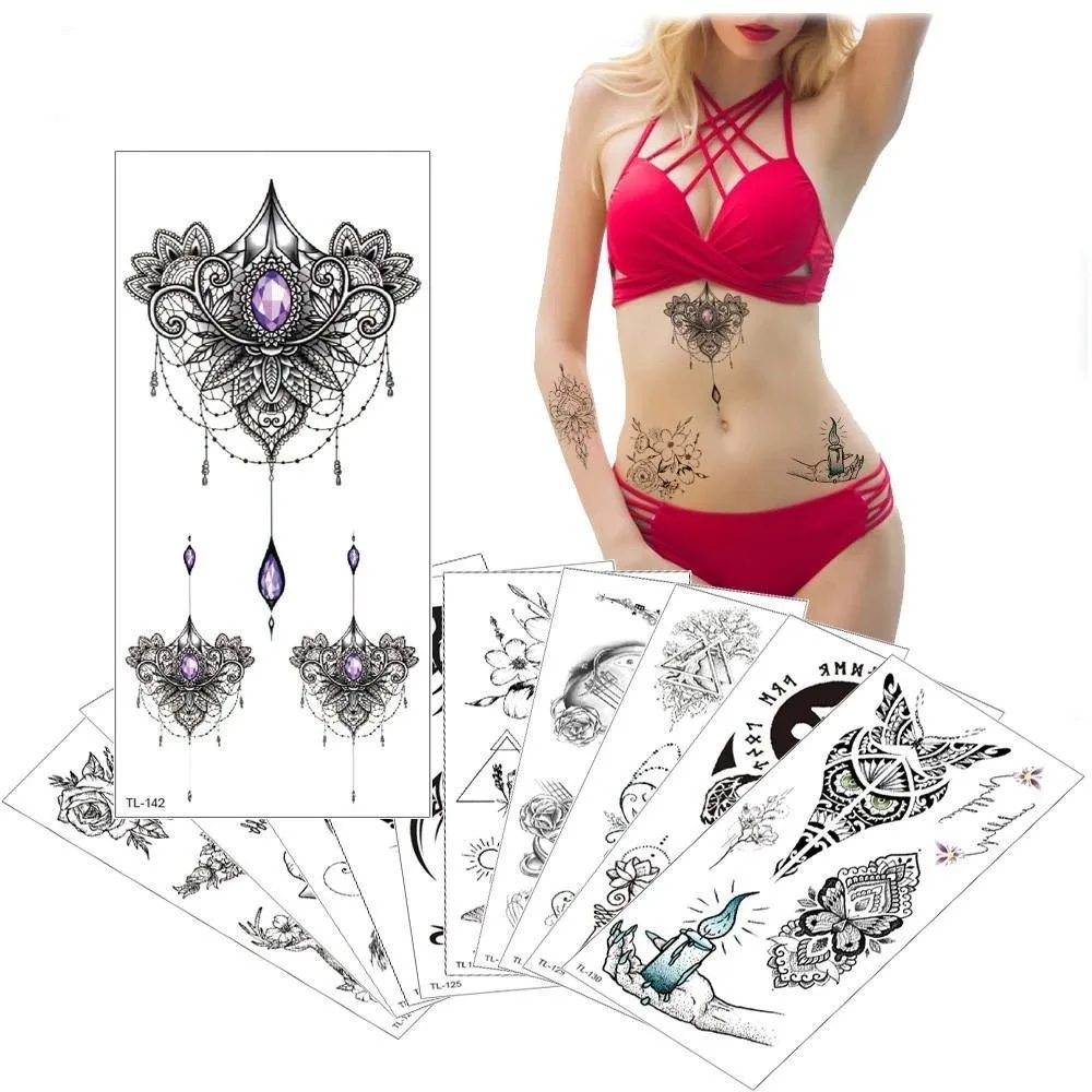Временные татуировки наклейки для боди арта мандала драгоценный камень