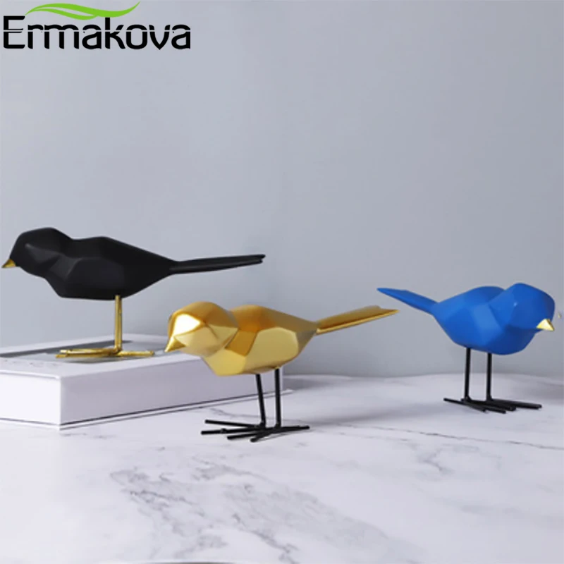 

Фигурка птицы ERMAKOVA, Современная Милая из смолы, европейские украшения, Геометрическая статуя животного оригами, скульптура птицы для дома и...