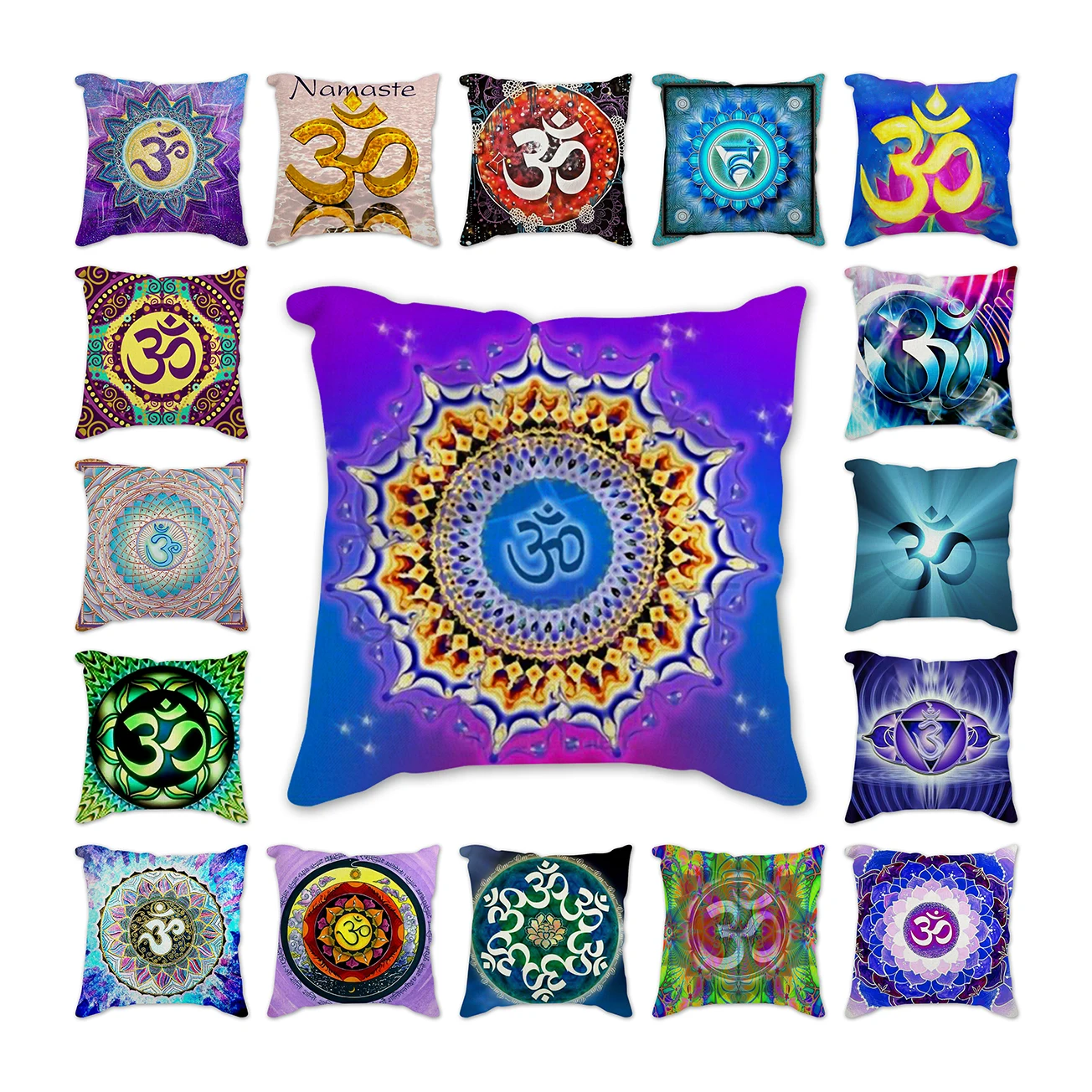 

Цифровая Мандала с рисунком символа Ом Подушка Наволочка Чехол для подушки из полиэстера, декоративная наволочка для диванной подушки