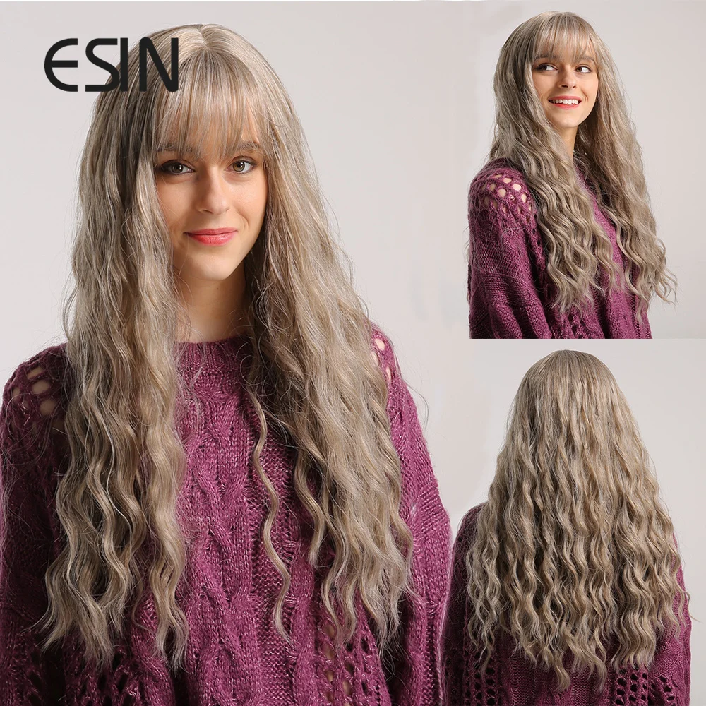 Парик ESIN для косплея чернокожих женщин длинные вьющиеся светлые и коричневые