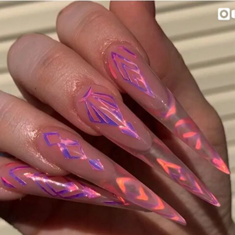 13 шт./компл. Holo Ромб шаблон ногтей Полые Наклейка для искусство 3D DIY Лазерная