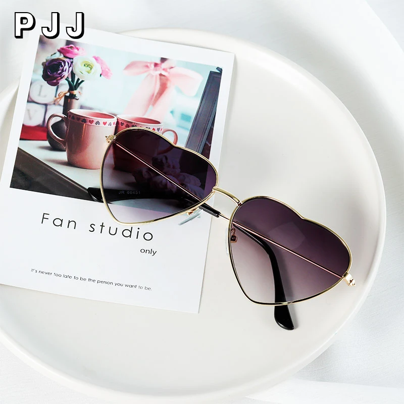 Женские солнцезащитные очки в стиле ретро кошачий глаз с сердцем металлическая