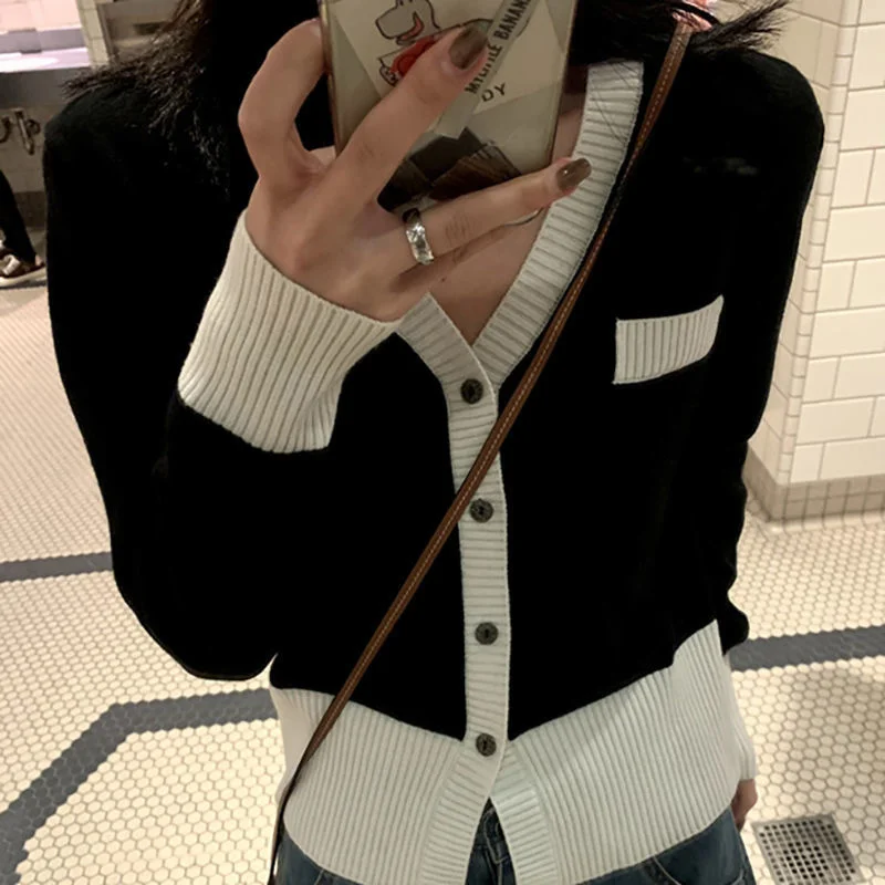 Женская одежда костюм джемпер свитера Укороченный кардиган милые топы с длинным