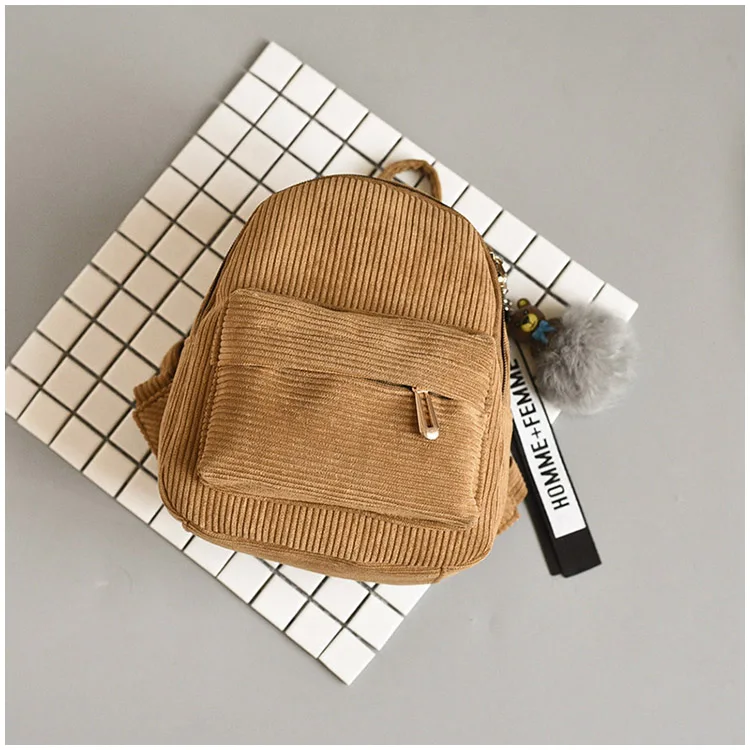 Brown Женский вельветовый рюкзак для подростков, детский бархатный мини рюкзак для девочек Kawaii, детские маленькие рюкзаки, женские рюкзаки - Цвет: Brown