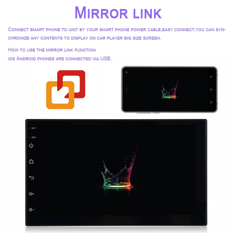 Универсальный Mutimedia App-загрузка для Carplay + Iphone Android Mirrorlink wifi-Link Auto-radio 2din 7 &quotMP5 плеер