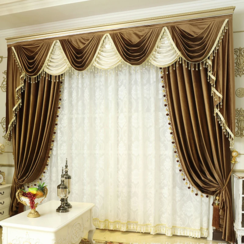 

New Solid Color Dutch Velvet Valance Window Curtains Fabric European Curtain in Living Room Blackout Pelmet Drapes for Bedroom