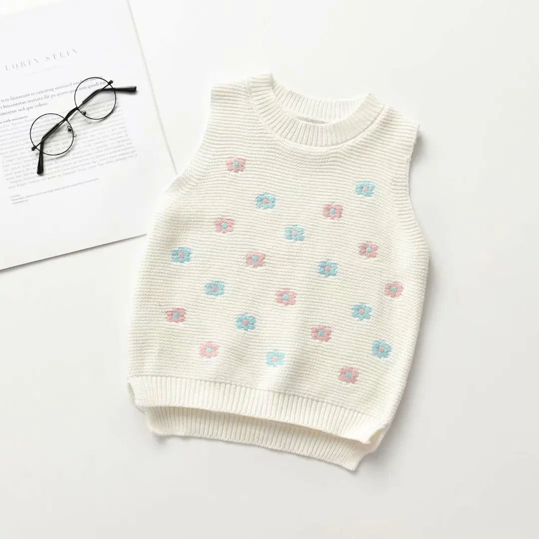 

2021 New Baby Sweater Vest Sweet Girls Pullover Sweater Waistcoat Winter Children's Wool Warm Vest Kids Sleeveless Knitted Tops